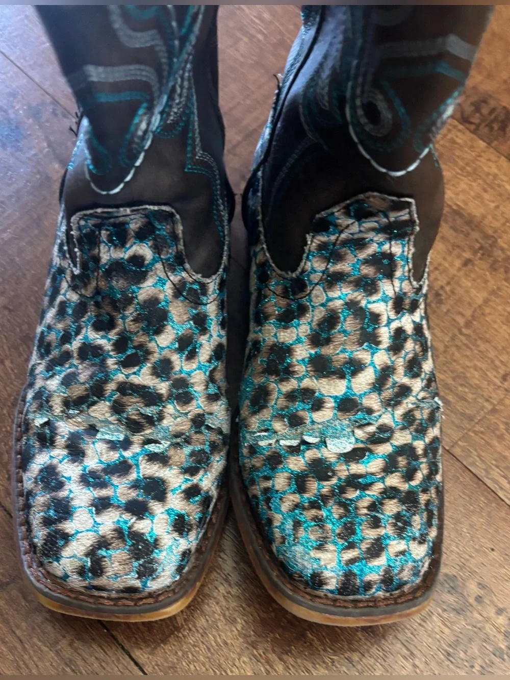 Roper Glitter Leopard western boots little kids youth gir size 13 cowboy cowgirl